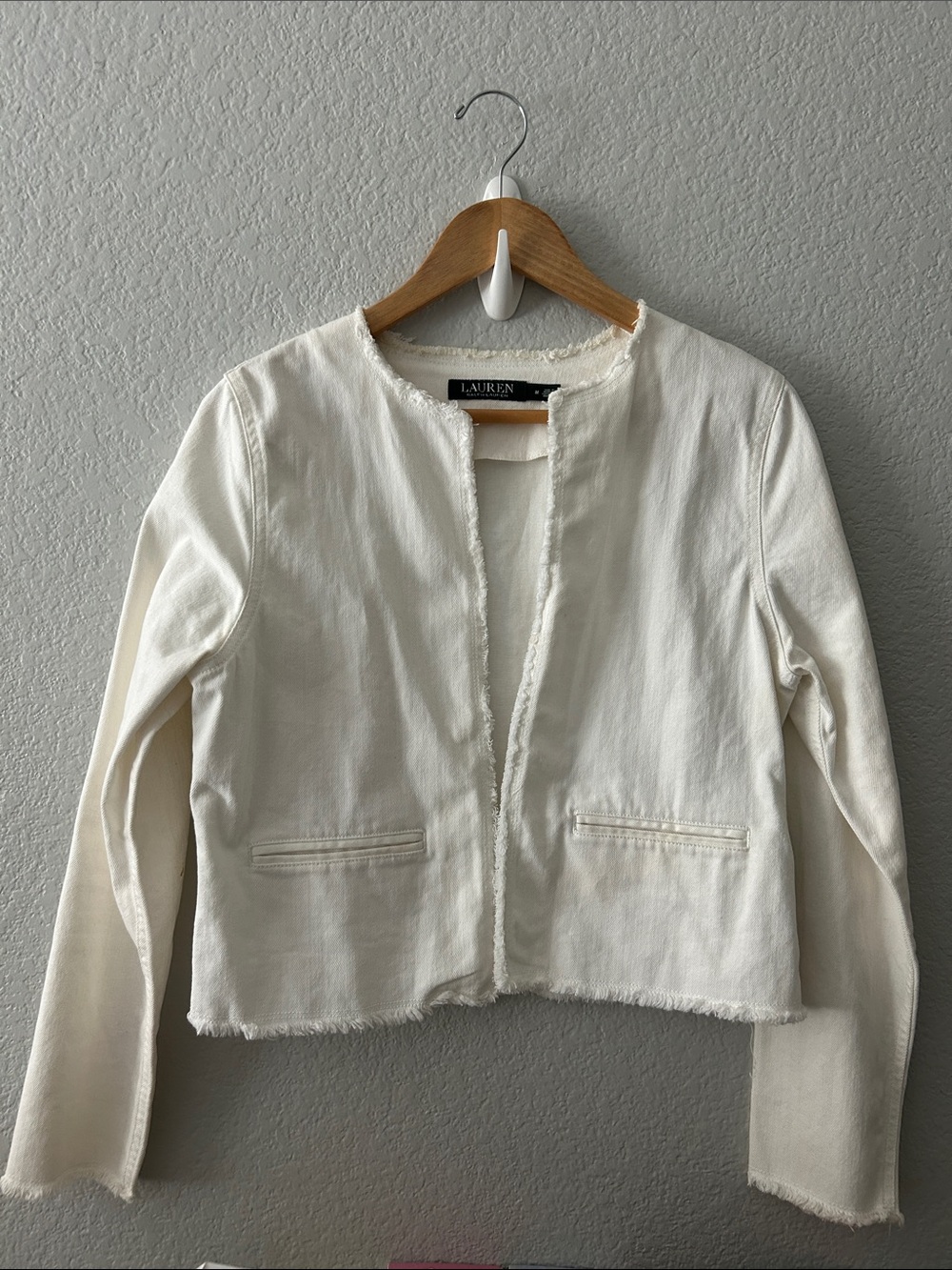 Lauren by Ralph Lauren Off White Denim Jacket Size M